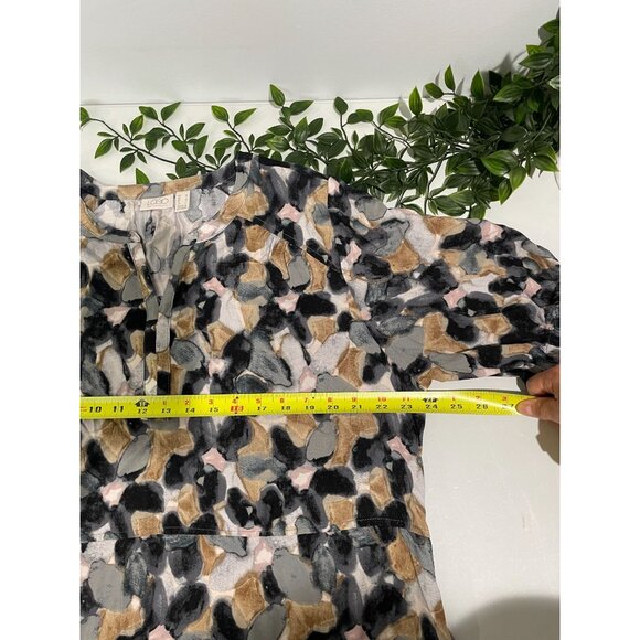 LOGO By Lori Goldstein Multi-Color Abstract Print Tiered Rayon Dress Womens M - Picture 13 of 13